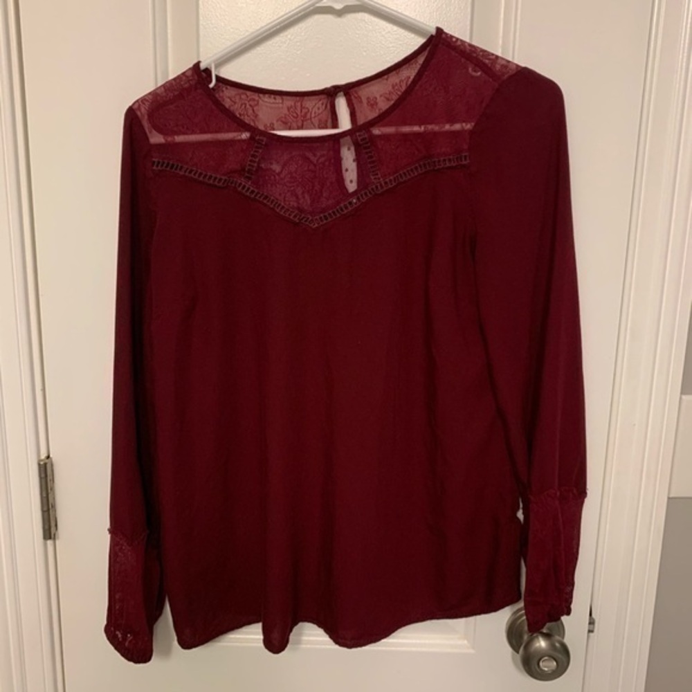 Wendy bellisimo | maroon long sleeve lacy shirt